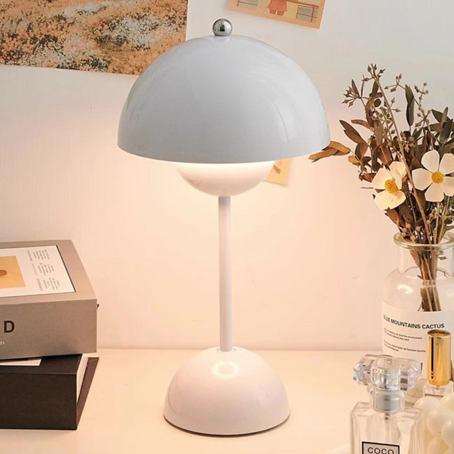 Rechargeable Touch-Controlled LED Table Lamp with Mushroom Design