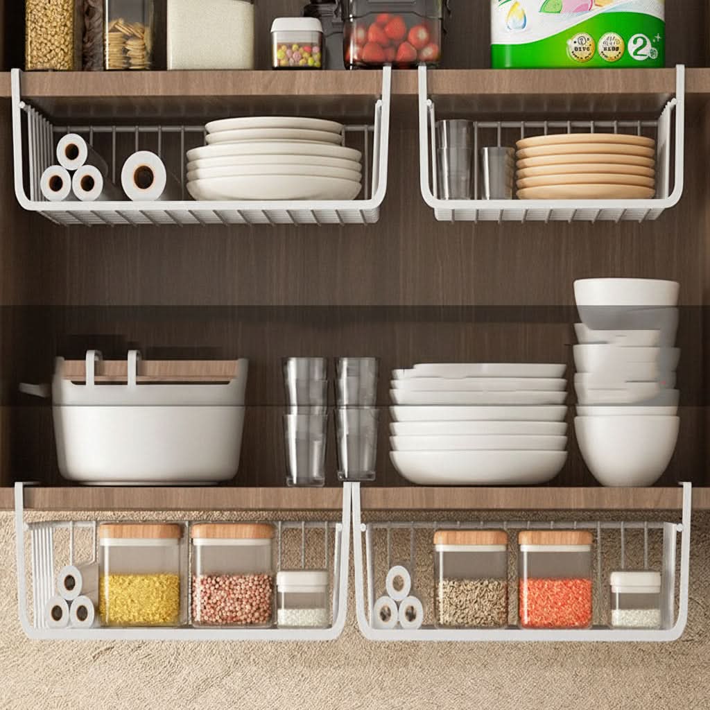 Kitchen Tool Organizer with Hanging Baskets for Cabinets