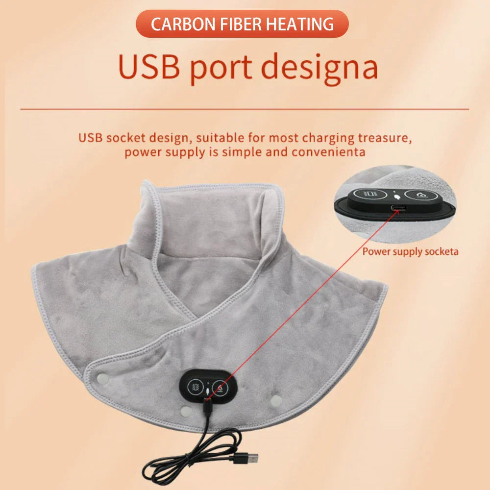Ultimate Heated Neck & Shoulder Comfort Wrap | USB Vibration Therapy | 3 Heat Levels & Timer | Luxurious Soft Fabric