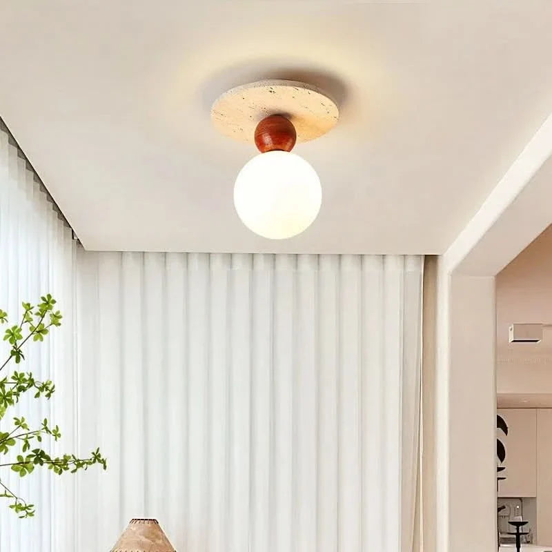 Ellipse Ceiling Light in Travertine for Contemporary Soft Interiors