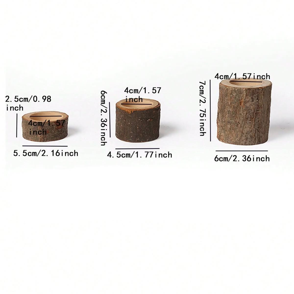 Three-Piece Decorative Tea Lamp Set in Wood