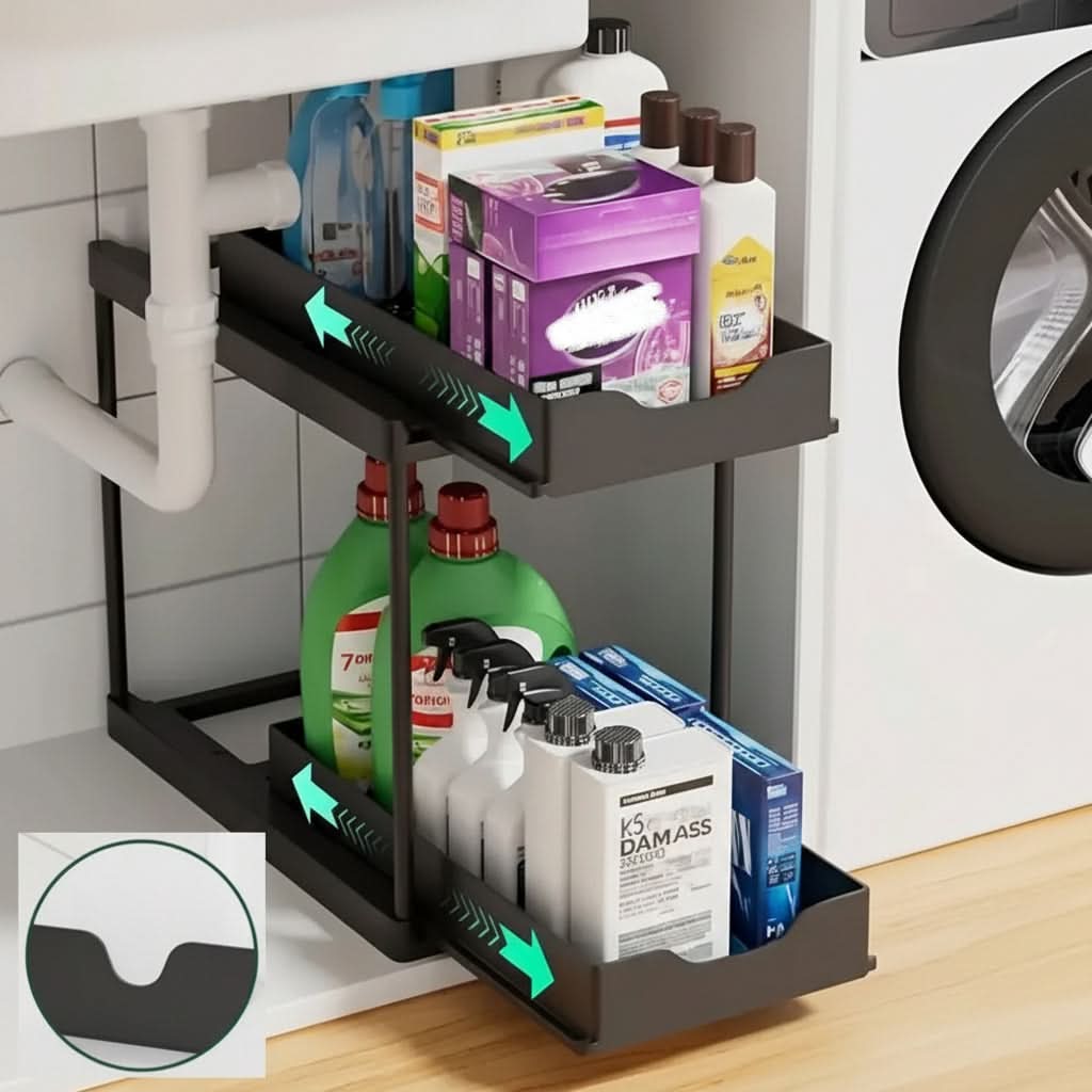 Space-Saving Organizer with Pull-Out Sliding Rack