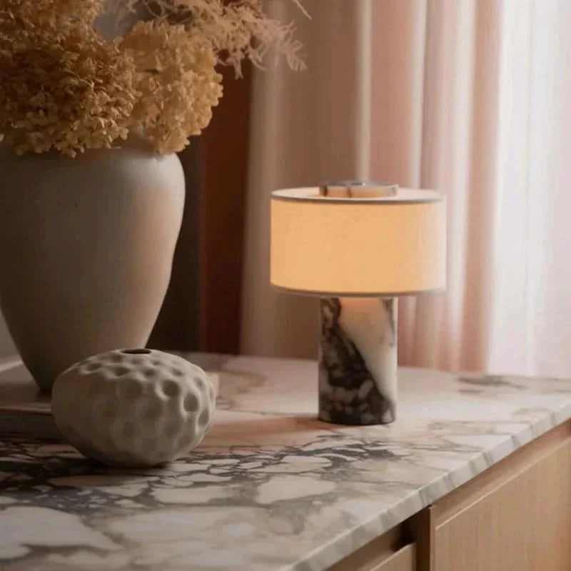 Dimmable Table Lamp with Natural Marble Finish