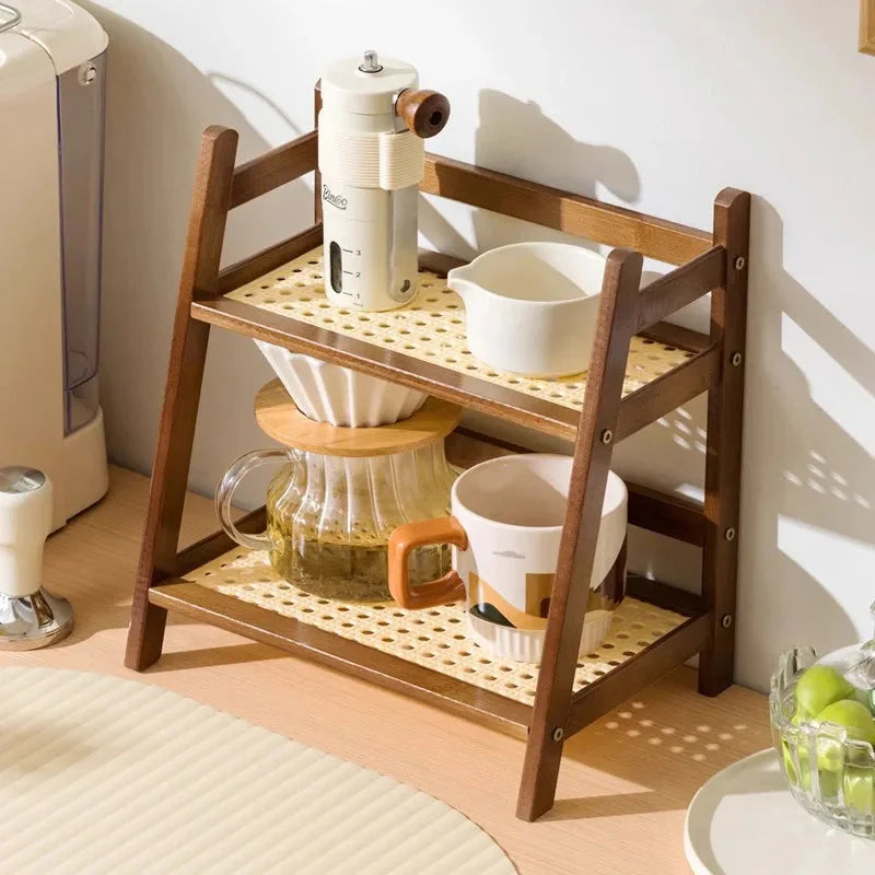 Double-Level Bamboo Organizer – Shelf for Kitchen and Office