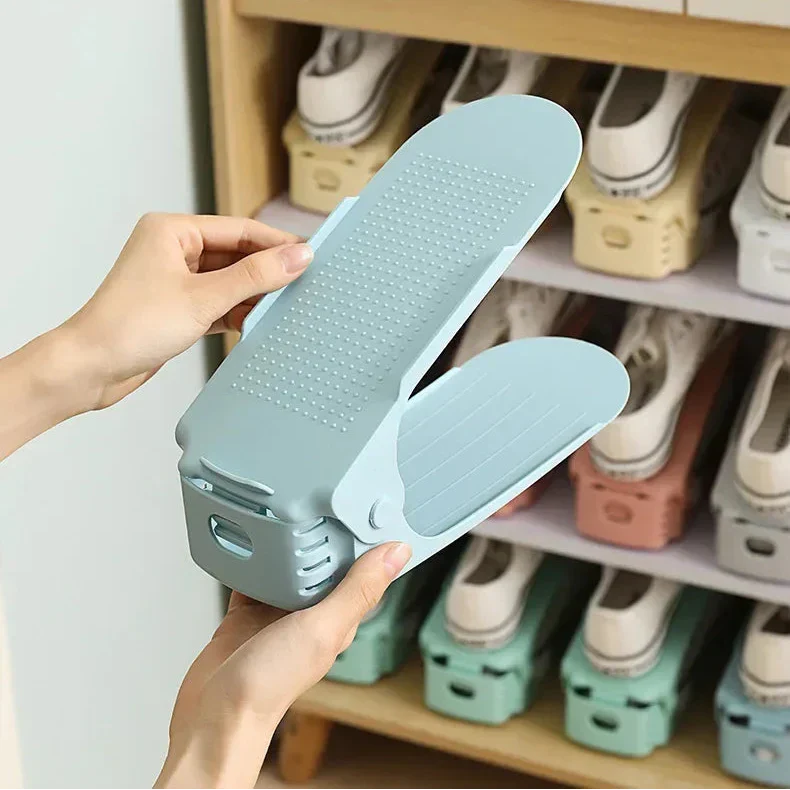 Space-Saving Shoe Organizer Set with Adjustable Stacking Design