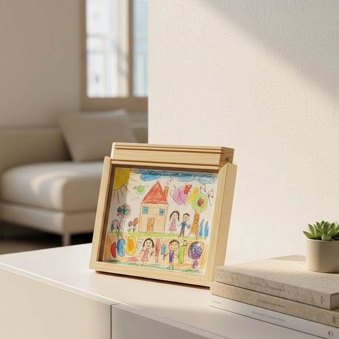 Timeless Wooden-Style Display Frame with Hidden Compartment