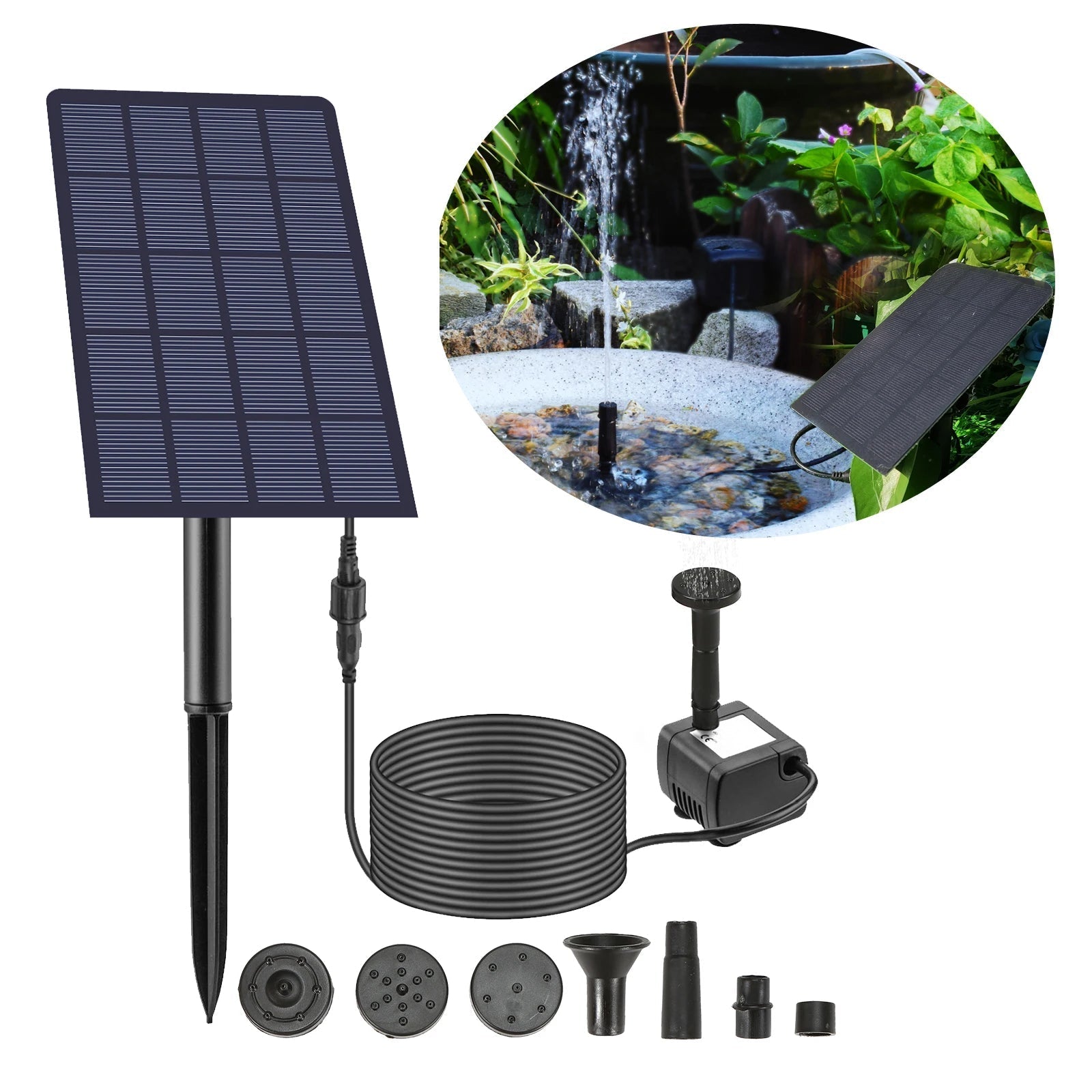 EcoFlow - Versatile Solar Fountain with 4 Dynamic Nozzles for Your Outdoor Oasis