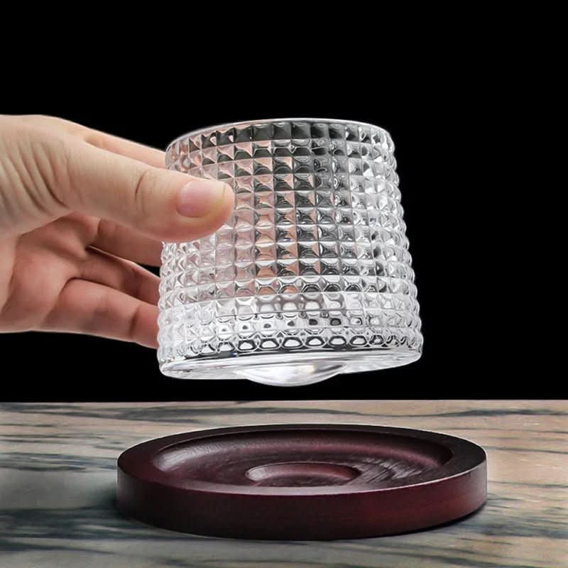 Whiskey Glass Set with Rotating Crystal Design for Improved Flavor