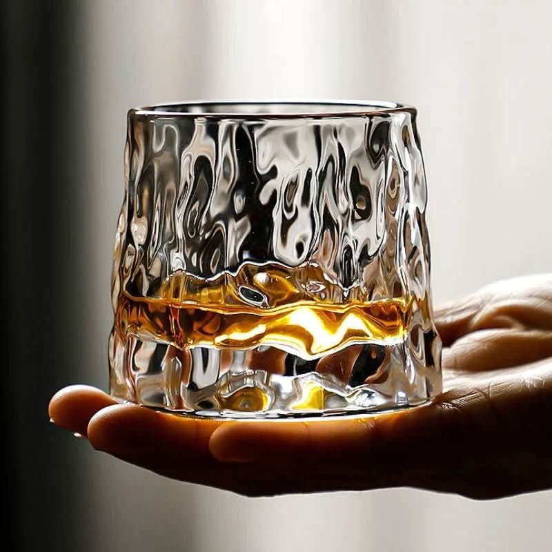 Whiskey Glass Set with Rotating Crystal Design for Improved Flavor
