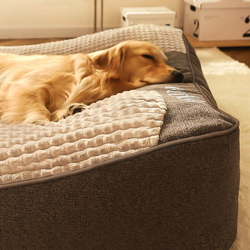 Spacious Anti-Scratch Dog Bed with Orthopedic Neck Support