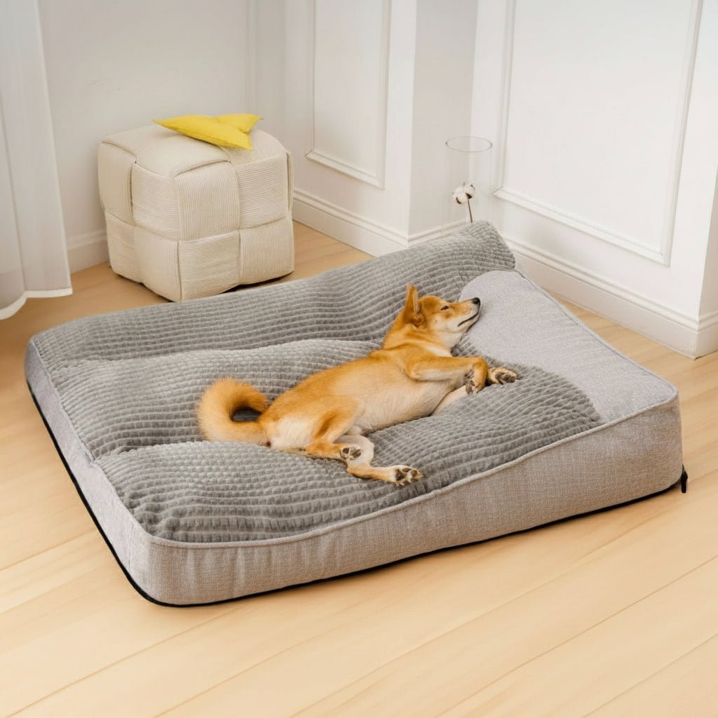 Spacious Anti-Scratch Dog Bed with Orthopedic Neck Support