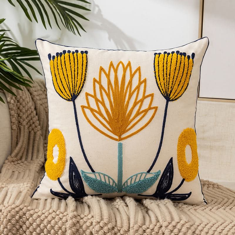 Cozy Decorative Throw Pillow Cover with Embroidery Design