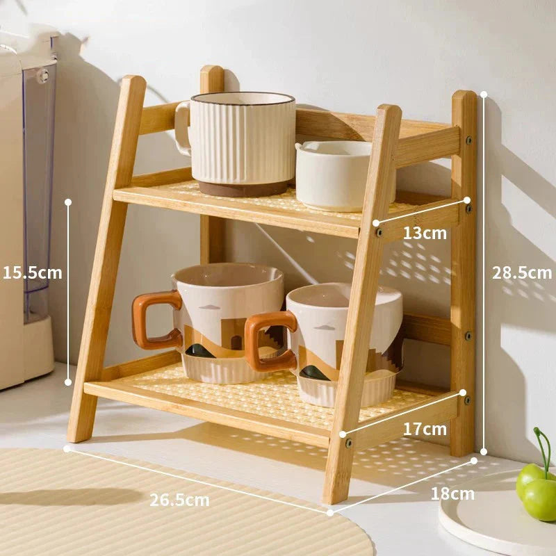 Double-Level Bamboo Organizer – Shelf for Kitchen and Office