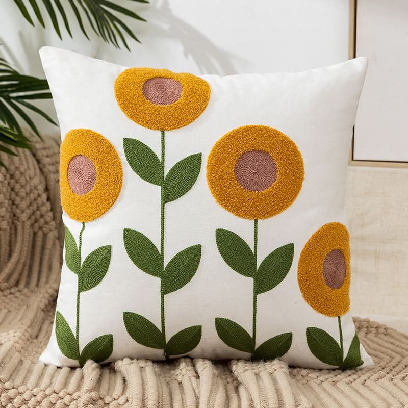 Cozy Decorative Throw Pillow Cover with Embroidery Design