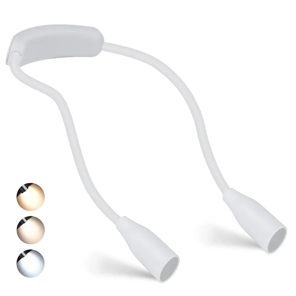 Hands-Free LED Neck Lamp | USB Rechargeable | 3 Color Modes & Adjustable Brightness | Flexible & Lightweight Design