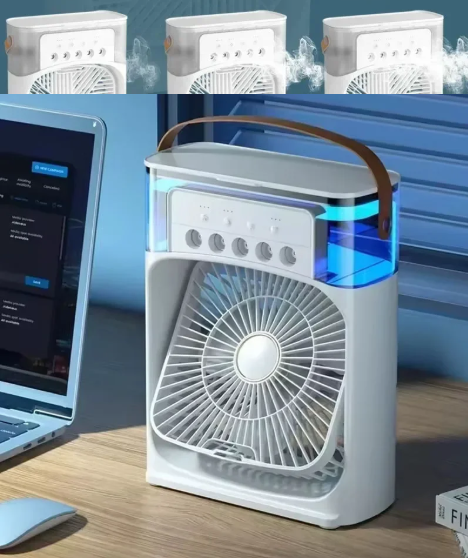 Versatile Desktop Air Cooler with Humidifier and LED Light