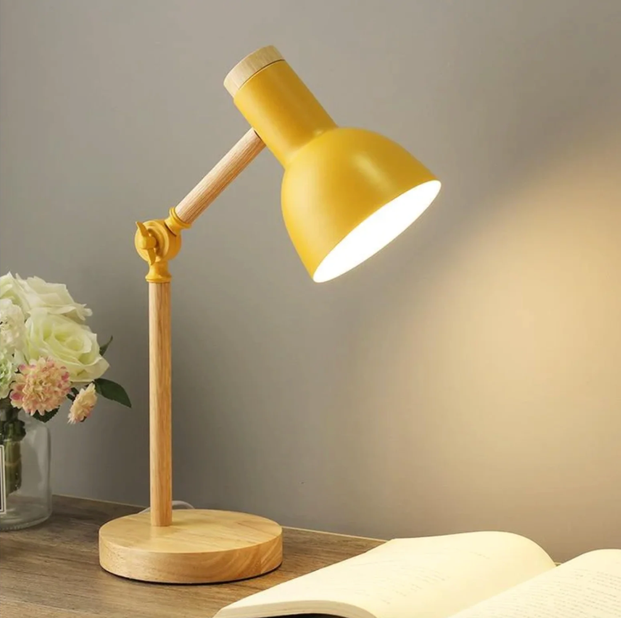 Scandinavian-Inspired Wooden Desk Lamp with Adjustable Arm