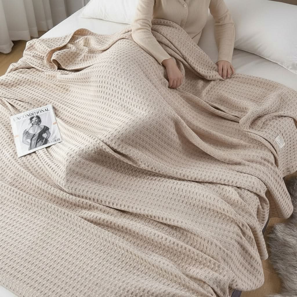 Lightweight Waffle Blanket for All-Season Comfort