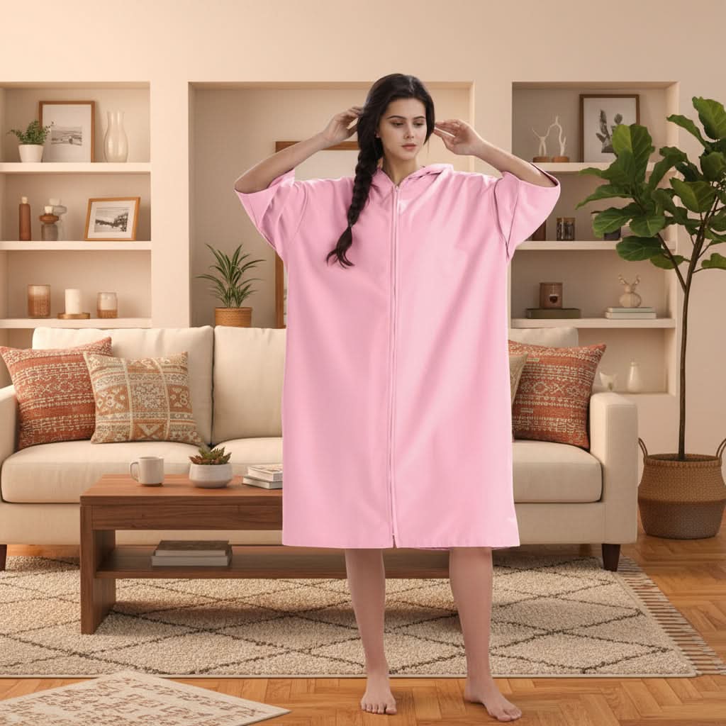 Hooded Swim Cover-Up in Terry Cloth with Pockets