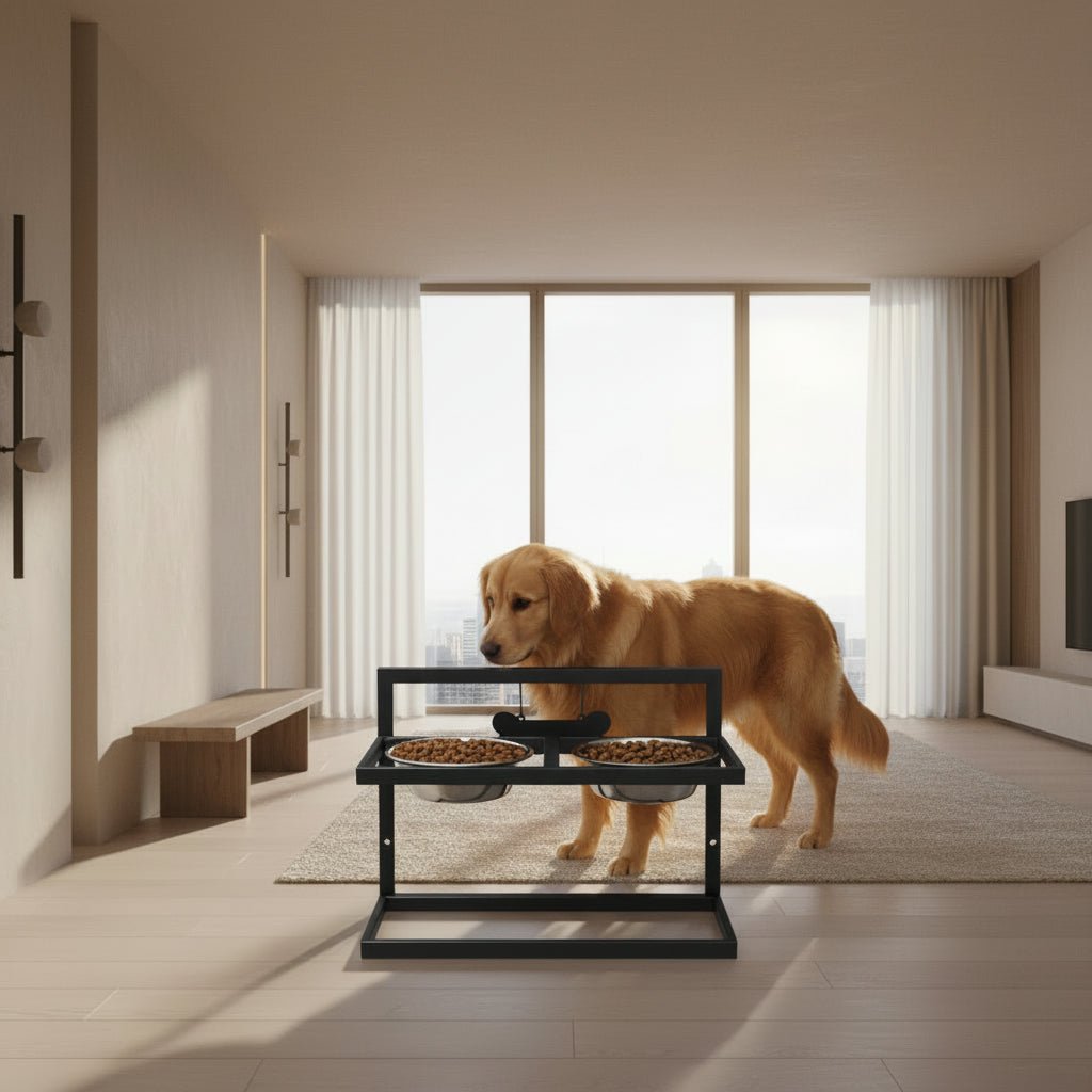 Elevated Dining Station for Large Dogs to Promote Healthy Eating