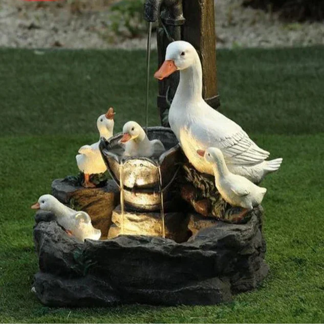 Charming Solar Water Feature with Animal Design | LED Illuminated Garden Accent