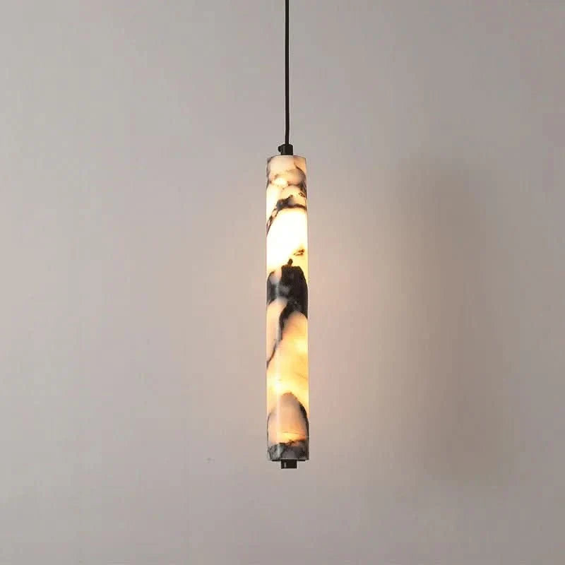 Cylinder Pendant Light in Black Natural Stone