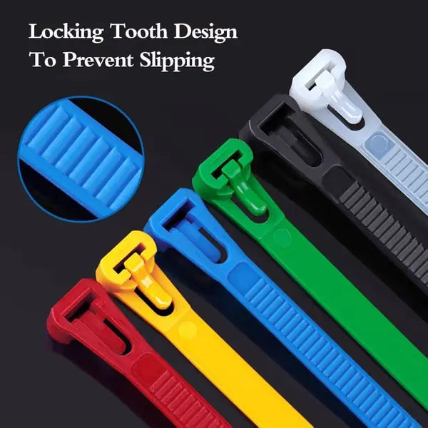 100 Pack of Self-Locking Reusable Nylon Cable Ties
