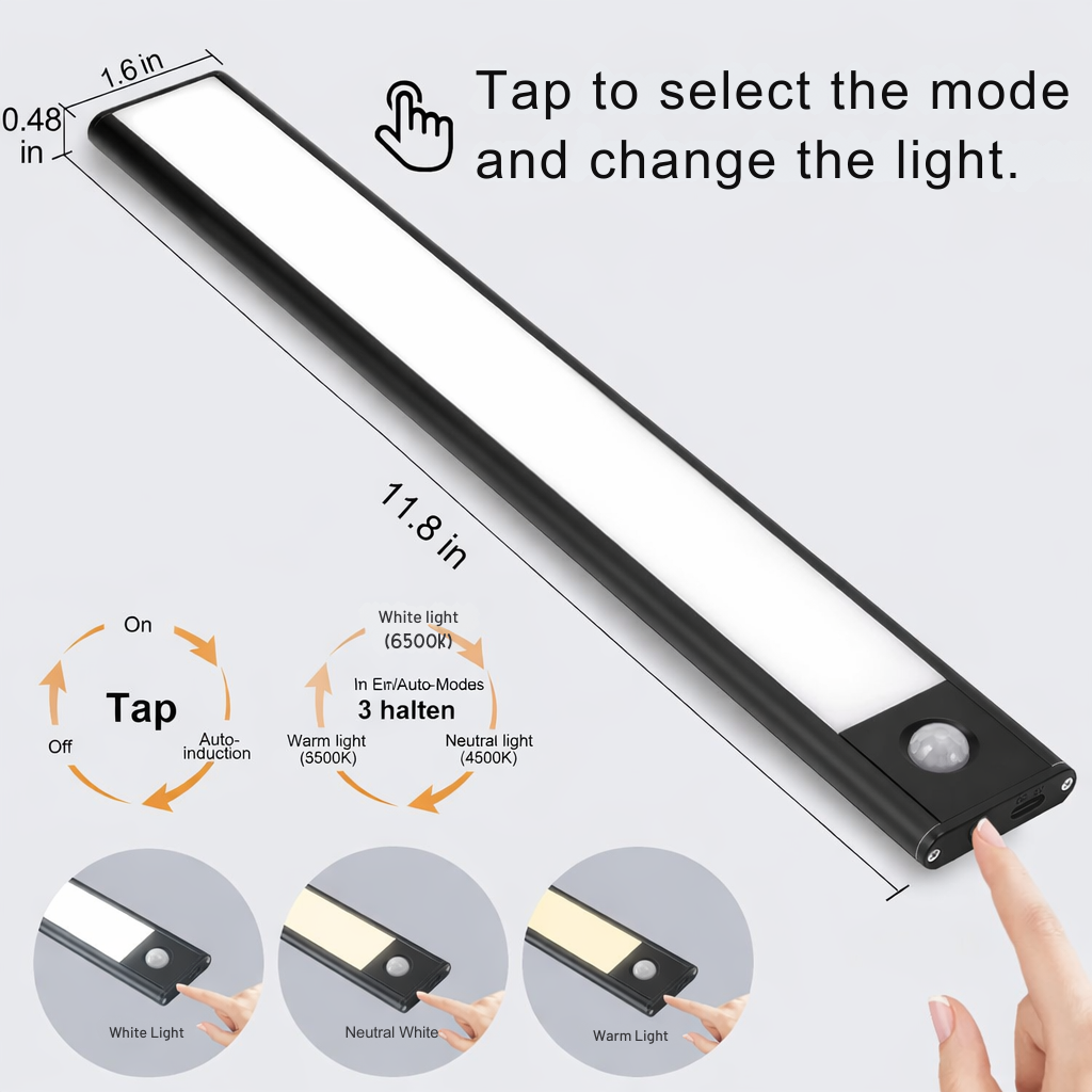 Wireless Dimmable Sensor Light - Rechargeable via USB