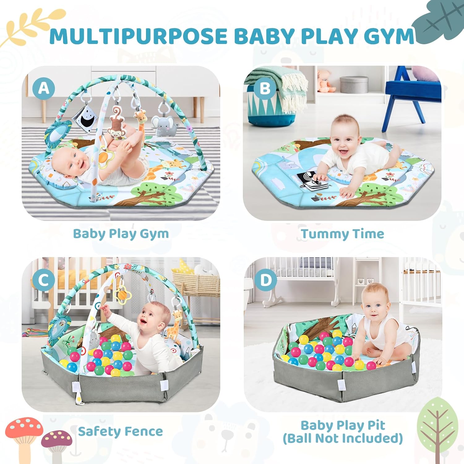 PlayNest 8-in-1 Baby Activity Mat for Learning and Fun