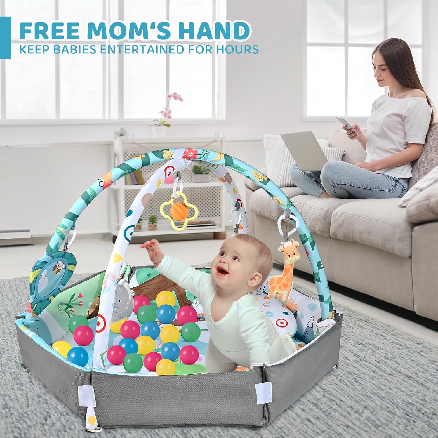 PlayNest 8-in-1 Baby Activity Mat for Learning and Fun