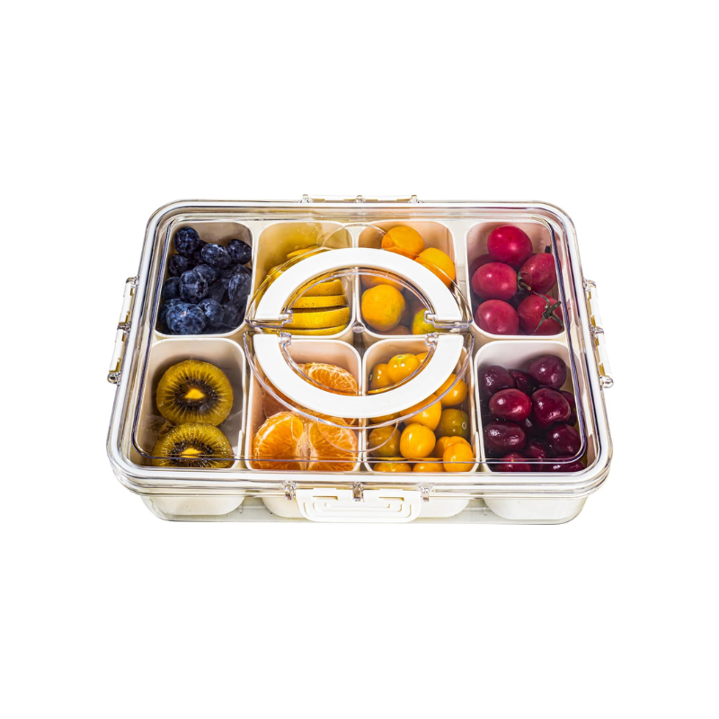 Multi-Compartment Food Serving Tray with Easy Carry Handle