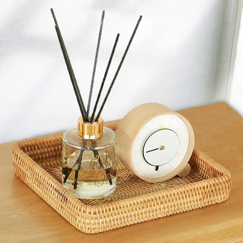 Elegant Rattan Serving Tray with Handles and Elevated Edges