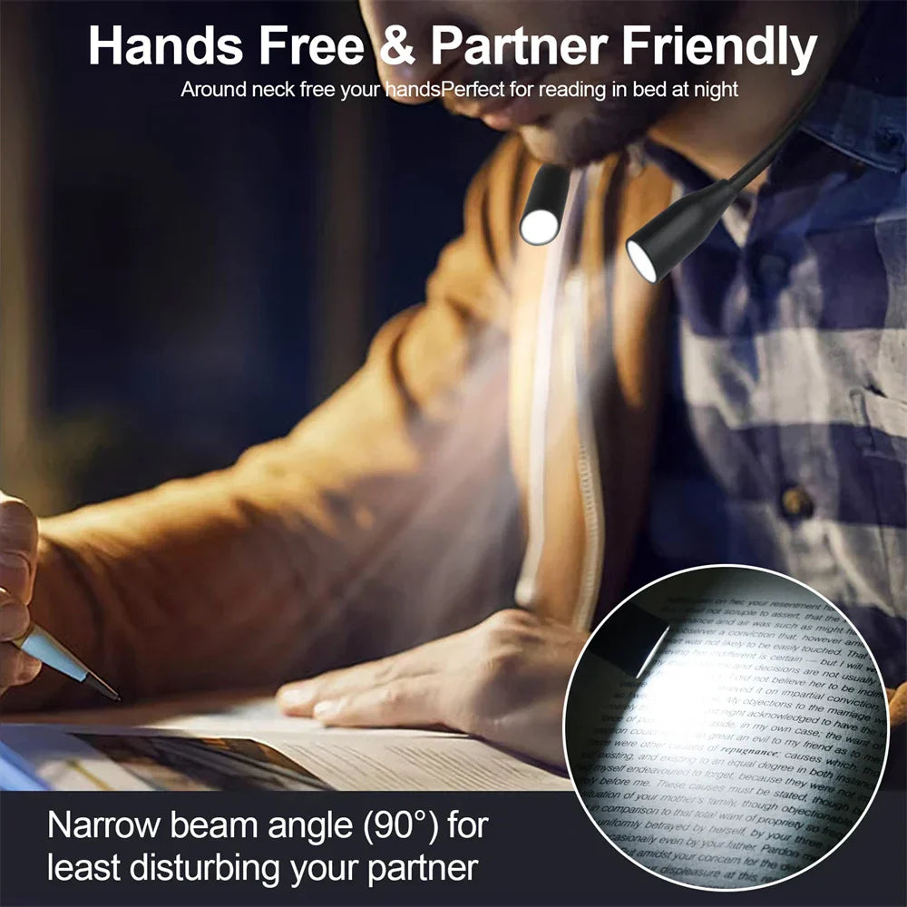 Hands-Free LED Neck Lamp | USB Rechargeable | 3 Color Modes & Adjustable Brightness | Flexible & Lightweight Design