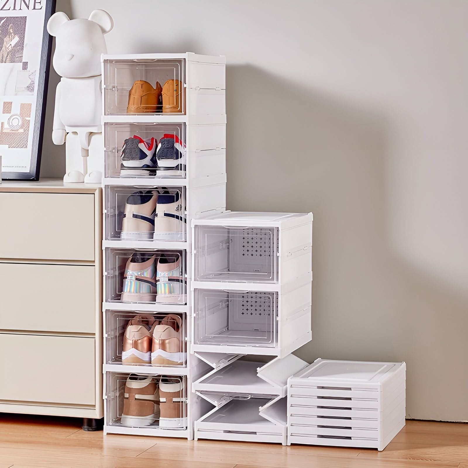 Clear Shoe Storage Cabinet – Space-Saving Organizer
