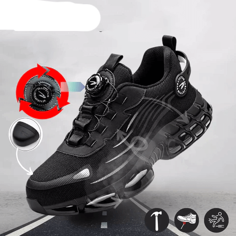 Men's Safety Shoes with Air Cushion Sole | 3-Second Twist Lock | Kevlar Midsole