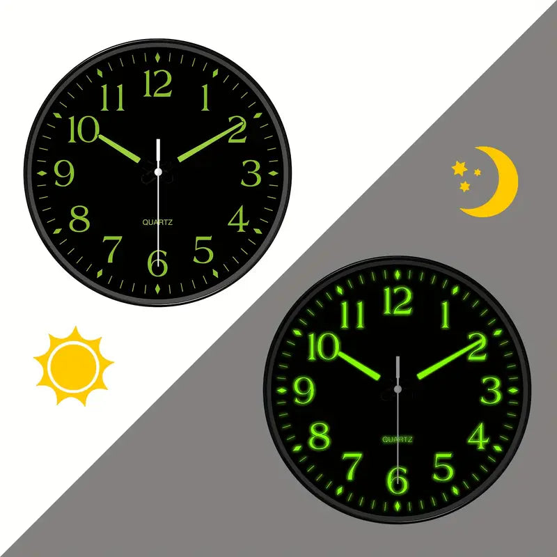 Serene Glow Quartz Wall Clock with Luminous Features