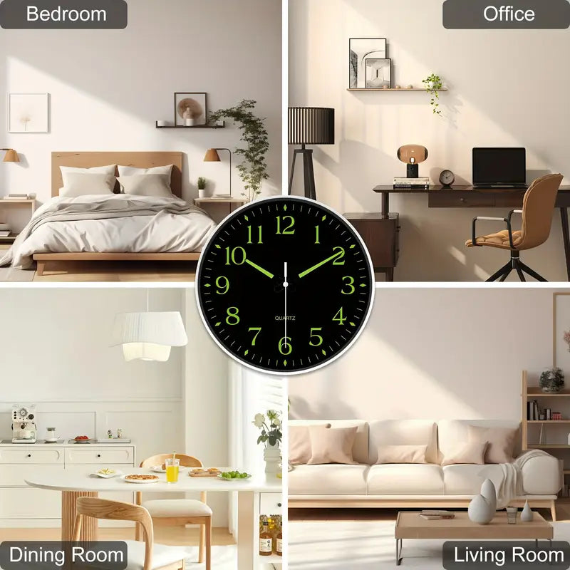 Serene Glow Quartz Wall Clock with Luminous Features