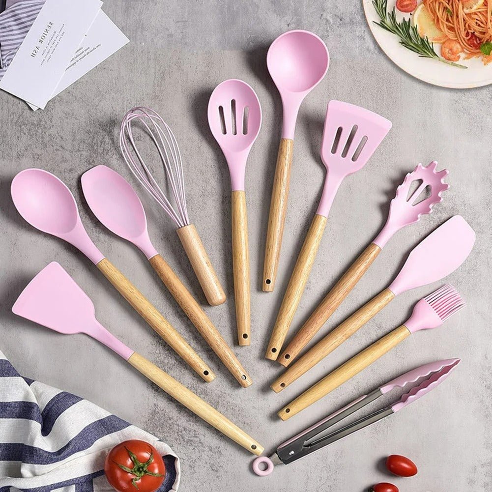 Essential 11-Piece Kitchen Tool Set with Silicone Heads