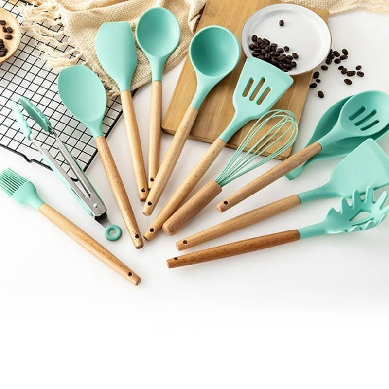 Essential 11-Piece Kitchen Tool Set with Silicone Heads