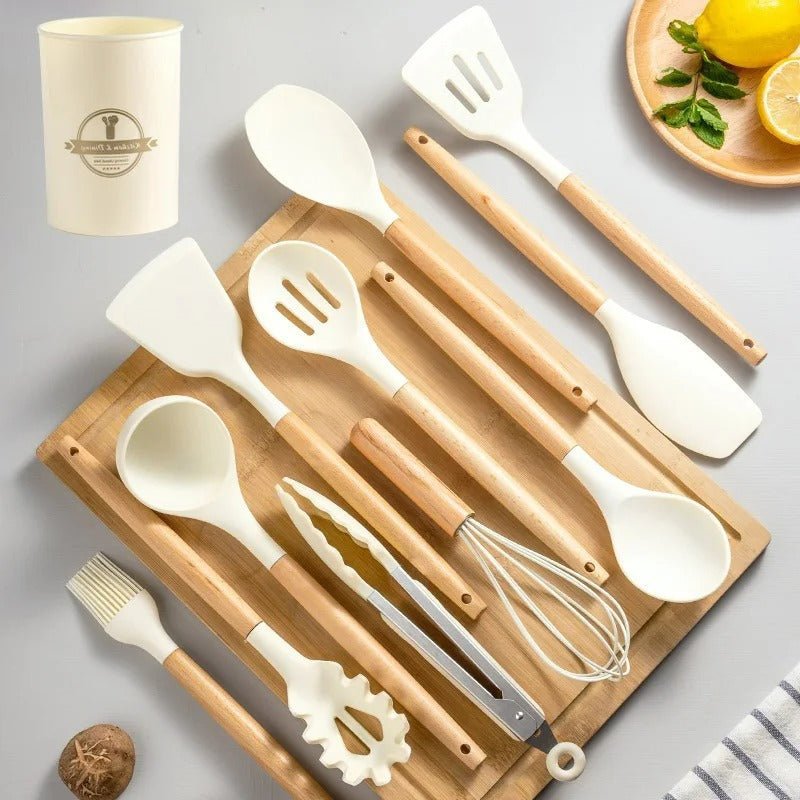 Essential 11-Piece Kitchen Tool Set with Silicone Heads