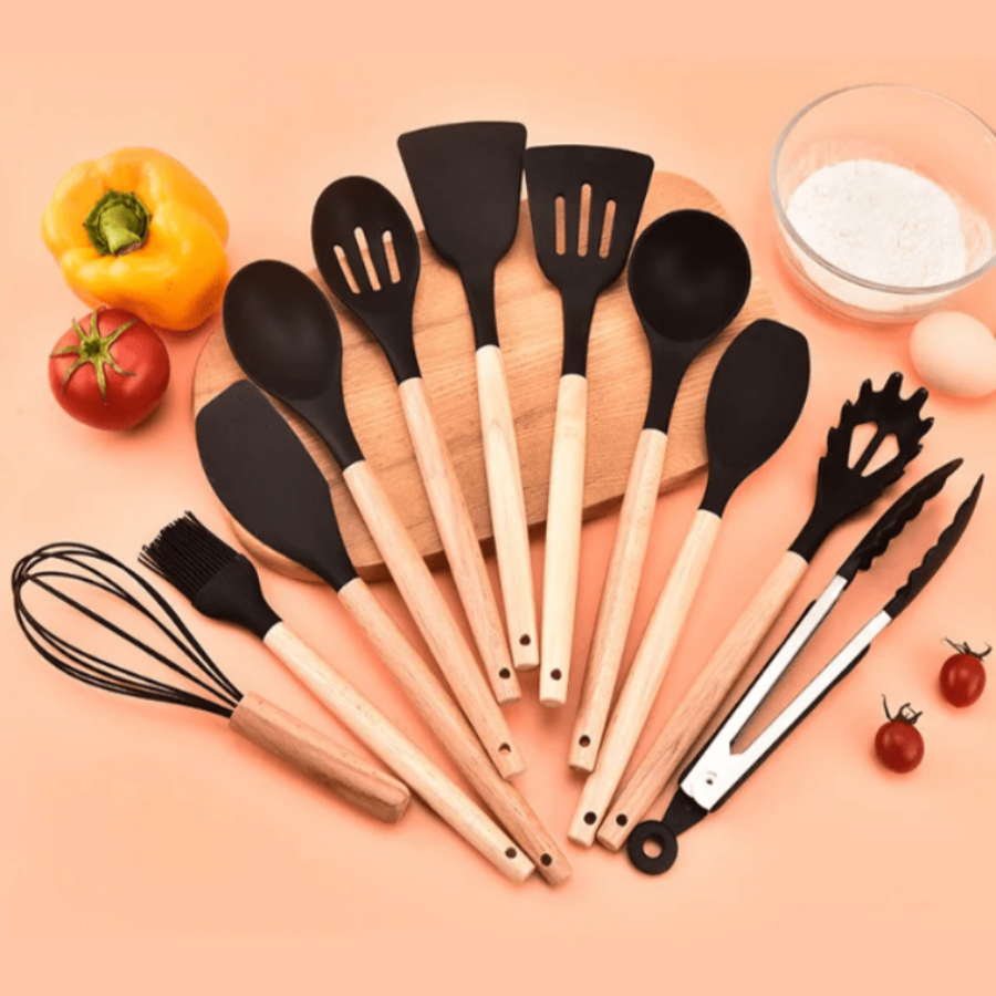 Essential 11-Piece Kitchen Tool Set with Silicone Heads