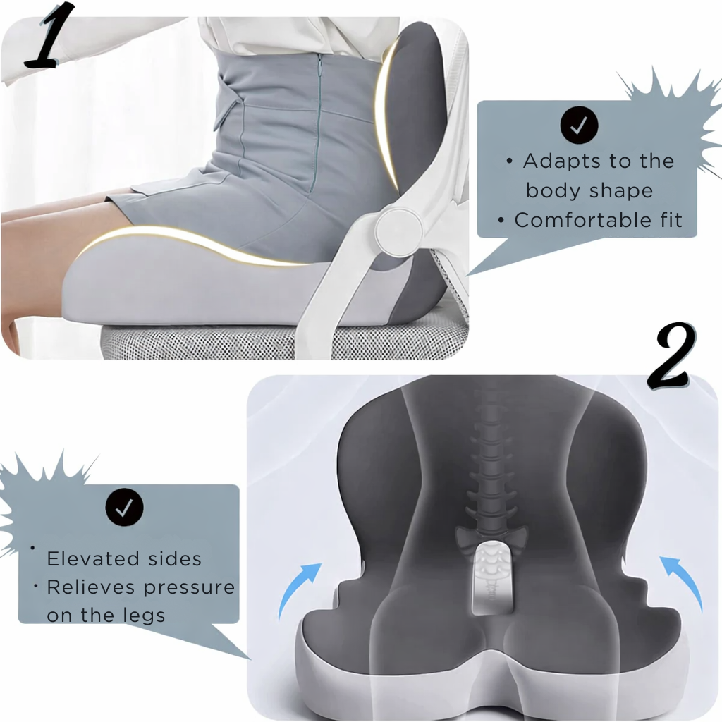 Ergonomic Memory Foam Seat Cushion – Pressure Relief & Non-Slip