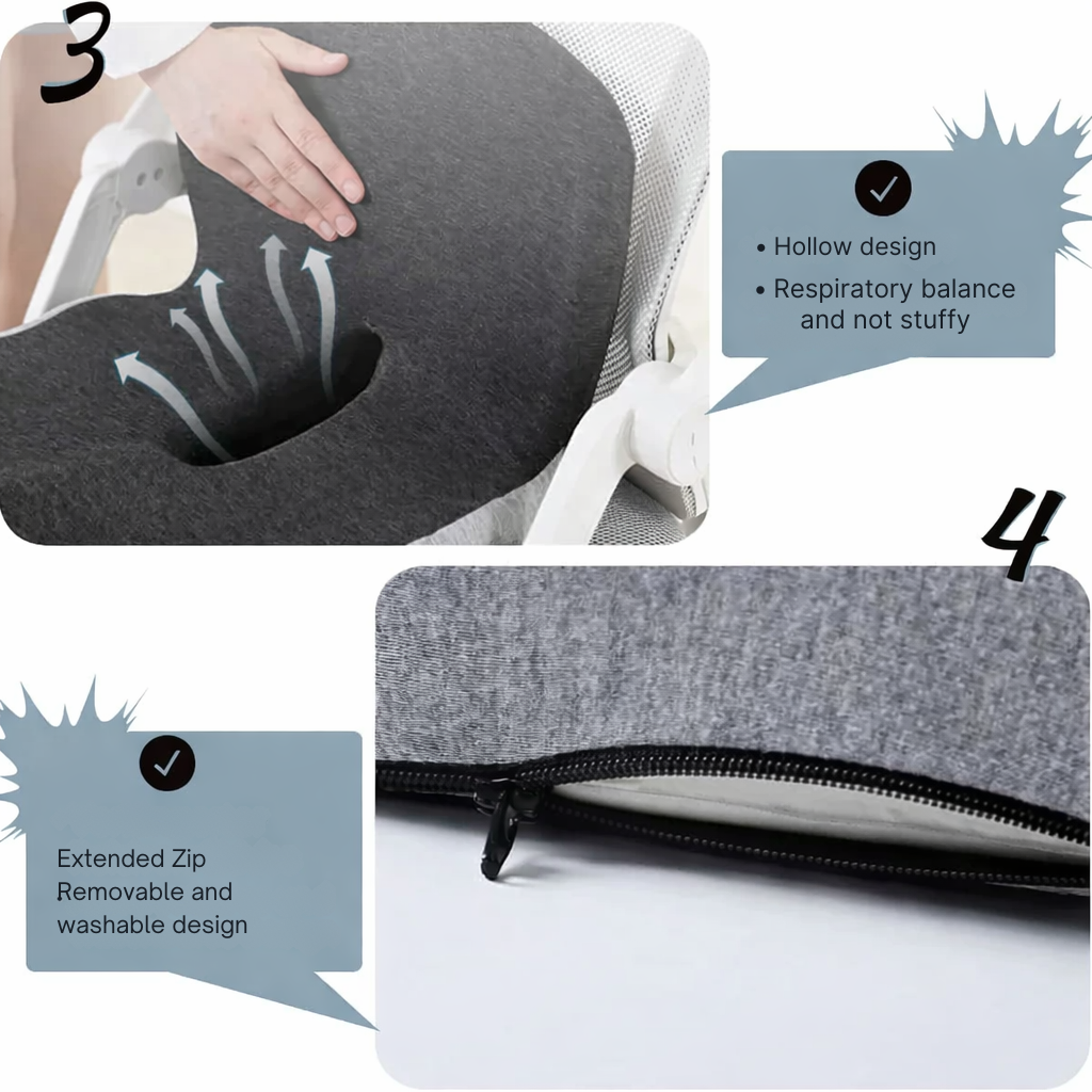 Ergonomic Memory Foam Seat Cushion – Pressure Relief & Non-Slip