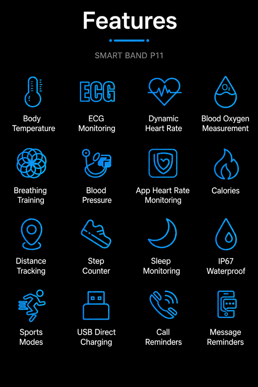Health Monitoring Smartwatch with EKG, Blood Pressure & Sleep Tracking