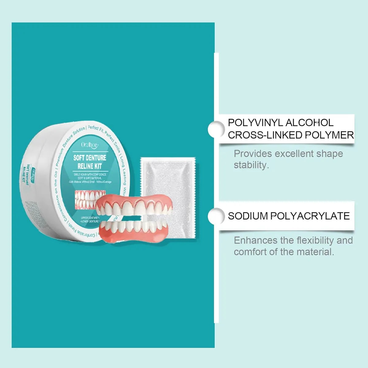 Silicone Denture Kit for Confident All-Day Smiling Without Slipping or Pain