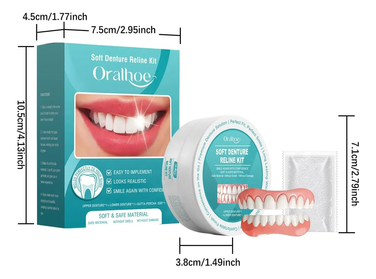 Silicone Denture Kit for Confident All-Day Smiling Without Slipping or Pain