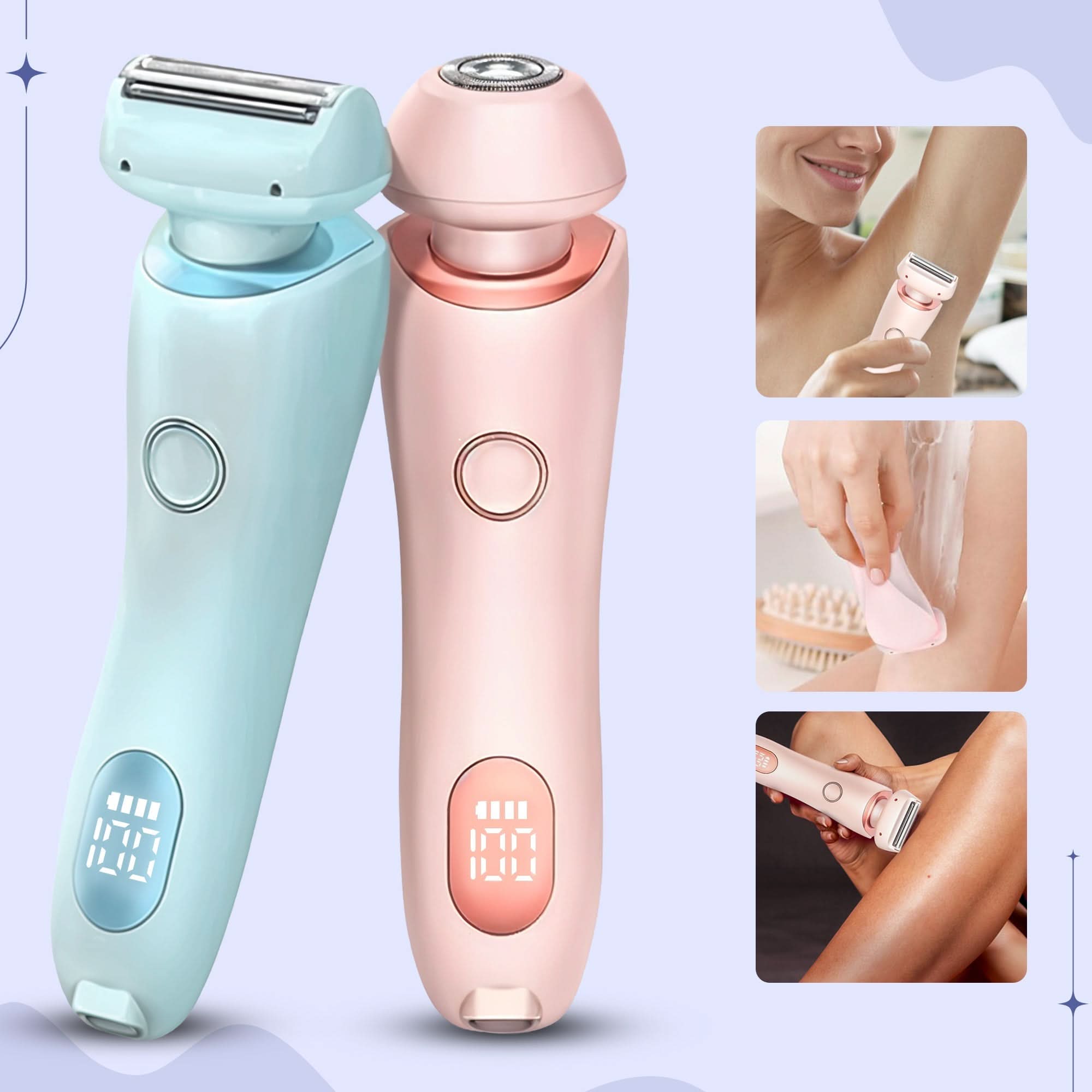 Portable Electric Razor with Dual Blades and Skin Protection