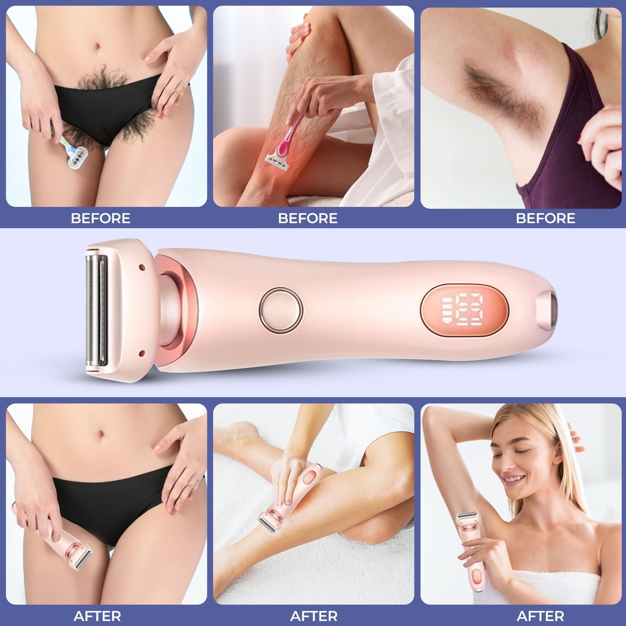 Portable Electric Razor with Dual Blades and Skin Protection