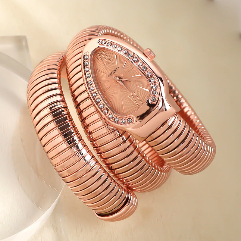 Sleek Serpentine Quartz Timepiece with Customizable Band
