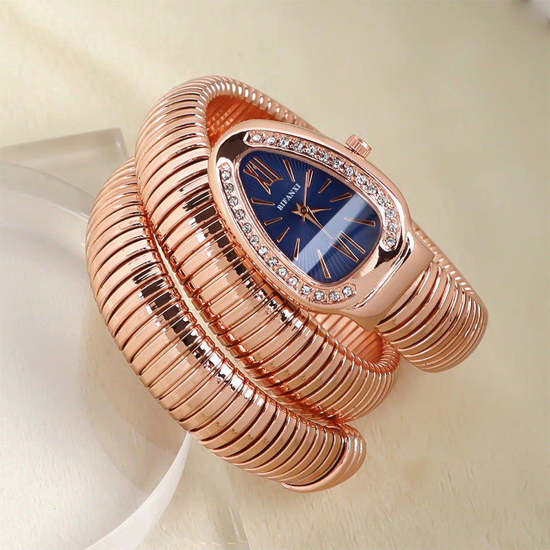 Sleek Serpentine Quartz Timepiece with Customizable Band